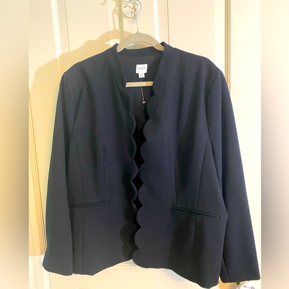 J Crew scalloped blazer black 22